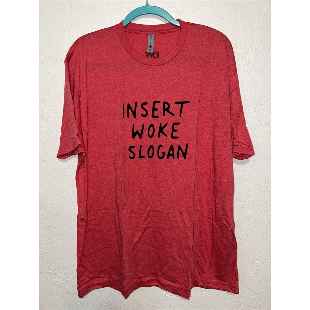 Next Level Mens XXL Red Insert Woke Slogan Graphic T-Shirt Short Sleeve Tee - Picture 2 of 13